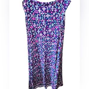 Lularoe XL blue geometric print Maxi skirt. Pink, turquoise, white